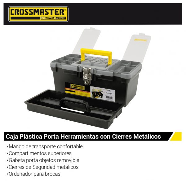 Caja De Herramientas Plástica Con Cierres Metálicos 9931058 Crossmaster