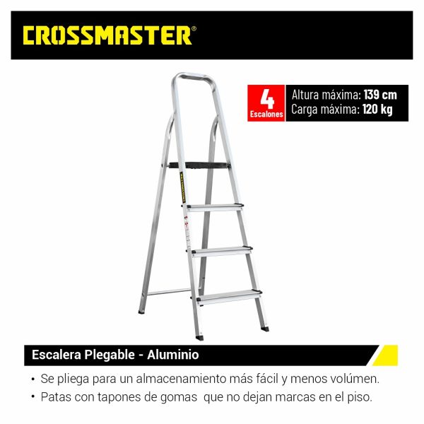 Escalera De Aluminio 4 Escalones Plegable Crossmaster