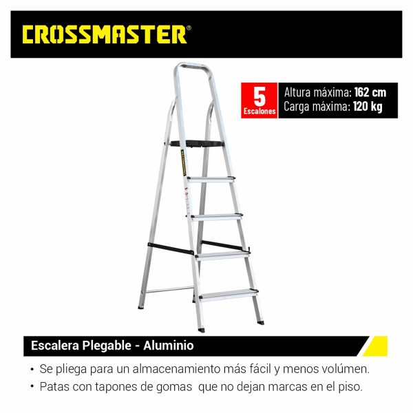 Escalera De Aluminio 5 Escalones Plegable Crossmaster