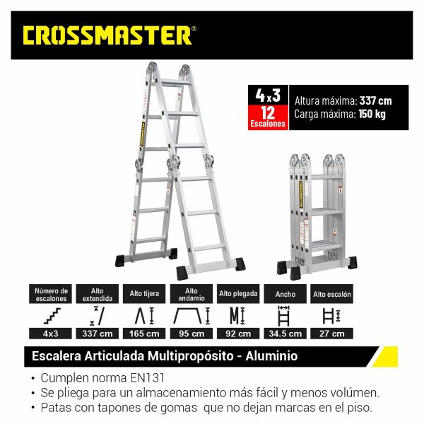 Escalera De Aluminio Plegable 4×3 Crossmaster