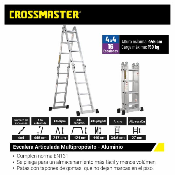 Escalera De Aluminio Plegable 4×4 Crossmaster