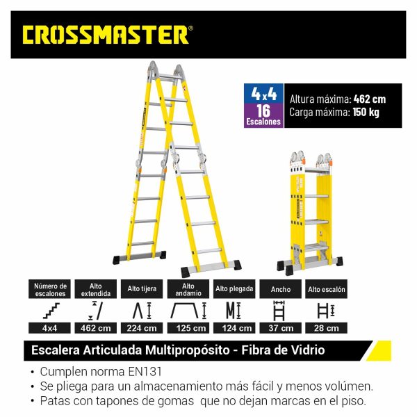 Escalera De Fibra De Vidrio Plegable 4×4 Crossmaster