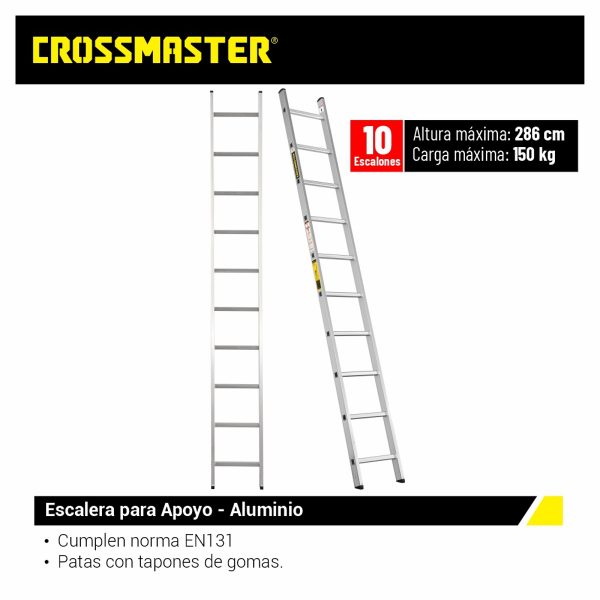 Escalera De Aluminio De Apoyo 10 Escalones Crossmaster