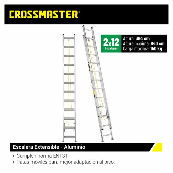 Escalera De Aluminio Extensible 2×12 Crossmaster