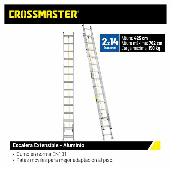 Escalera De Aluminio Extensible 2×14 Crossmaster