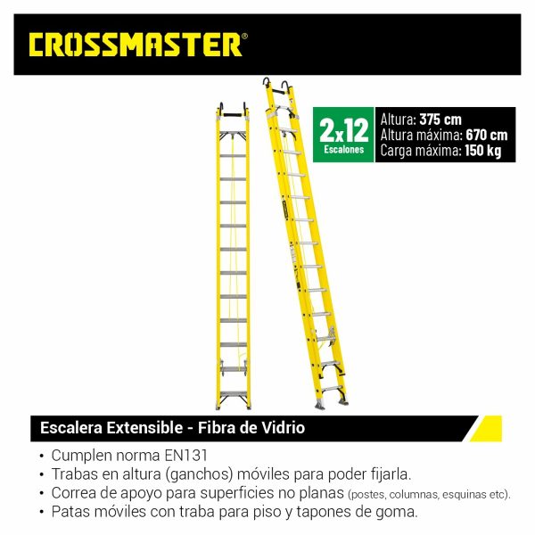 Escalera De Fibra De Vidrio Extensible 2×12 Crossmaster