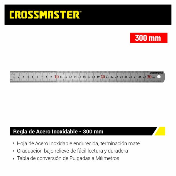 Regla De Acero Inoxidable 30 Cm Crossmaster