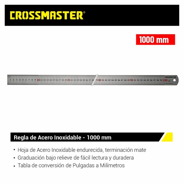 Regla De Acero Inoxidable 1 Metro Crossmaster