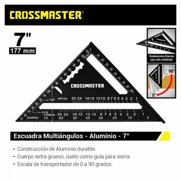 ESCUADRA MULTIÁNGULOS DE ALUMINIO 7″ Crossmaster