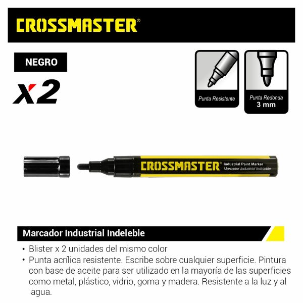 Marcador Industrial Indeleble Negro Crossmaster