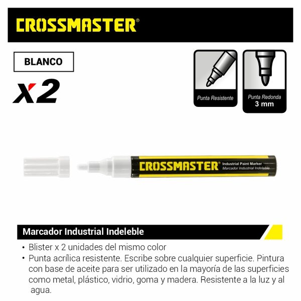 Marcador Industrial Indeleble Blanco Crossmaster
