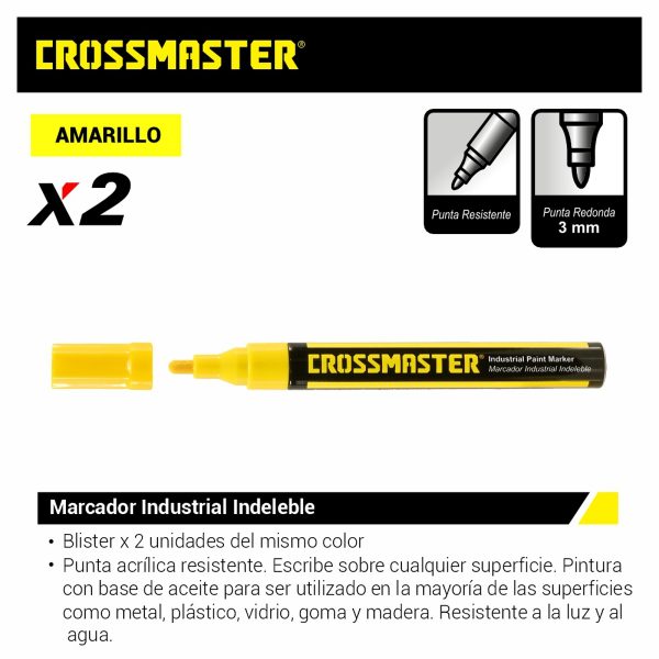 Marcador Industrial Indeleble Amarillo Crossmaster