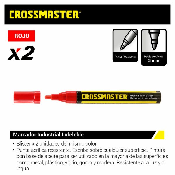 Marcador Industrial Indeleble Rojo Crossmaster