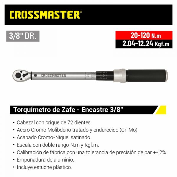 Torquímetro de Zafe Encastre 3/8″ Crossmaster