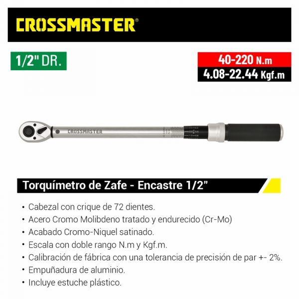Torquímetro de Zafe Encastre 1/2″ Crossmaster
