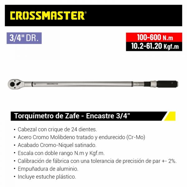Torquímetro de Zafe Encastre 3/4″ Crossmaster