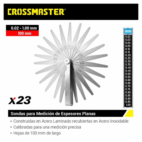 23 Sondas Galgas Planas Para Medición De Espesores En Milímetros Crossmaster