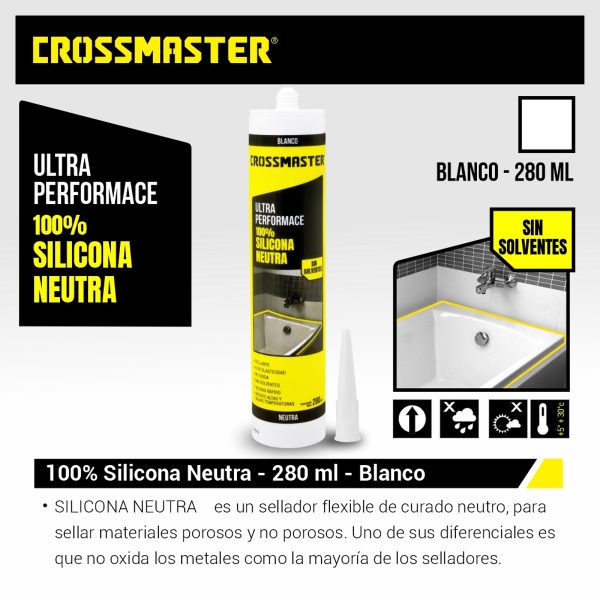 Silicona Blanca Neutra Para Pistola 280 ML Crossmaster