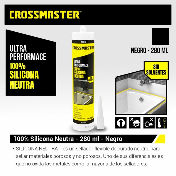 Silicona Negro Neutra Para Pistola 280 ML Crossmaster