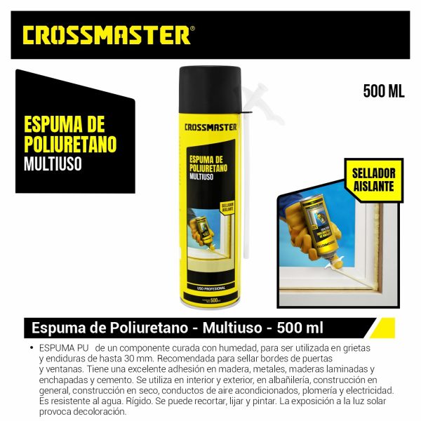 Espuma De Poliuretano 500 ML En Aerosol Crossmaster