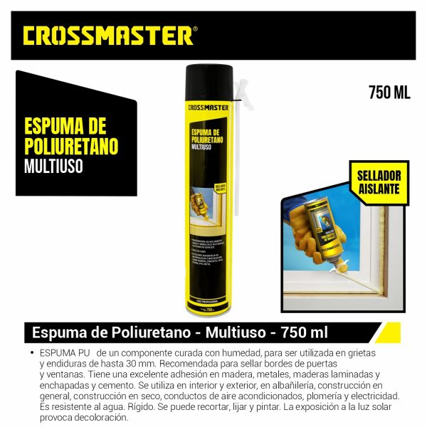 Espuma De Poliuretano 750 ML En Aerosol Crossmaster