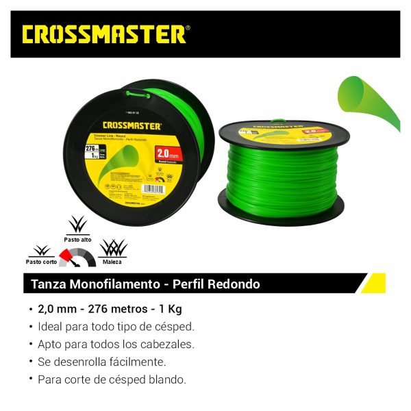 Tanza Monofilamento Perfil Redondo 2,0mm x 1Kg Crossmaster