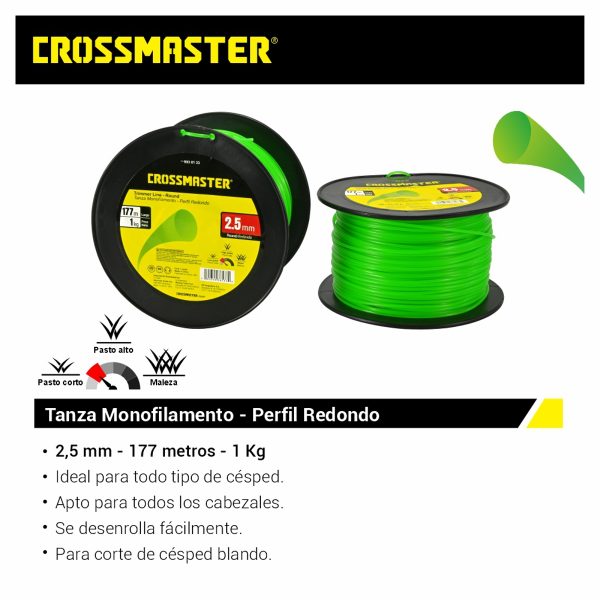 Tanza Monofilamento Perfil Redondo 2,5mm x 1Kg Crossmaster