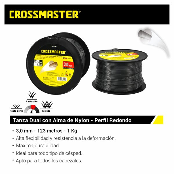 Tanza Dual Con Alma De Nylon Perfil Redondo 3,0mm x 1Kg Crossmaster