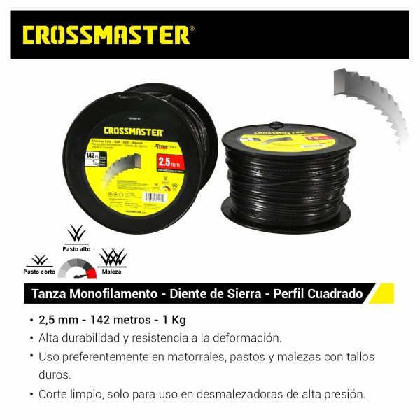 Tanza Monofilamento Diente De Sierra Perfil Cuadrado 2,5mm x1Kg Crossmaster