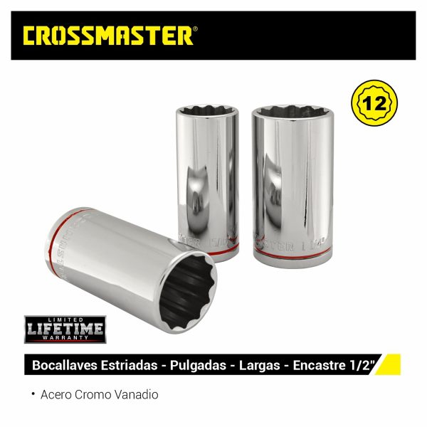 Bocallave Estriada Larga Encastre 1/2″ De 15/16″ Crossmaster