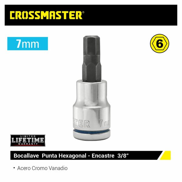 Bocallave Punta Hexag. 3/8″- 7mm Crossmaster