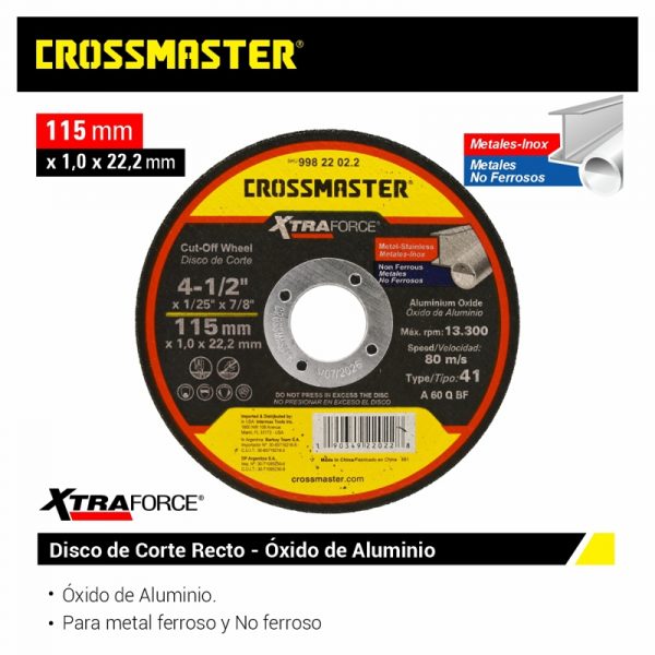 Disco de Corte Recto – Óxido de Aluminio Crossmaster