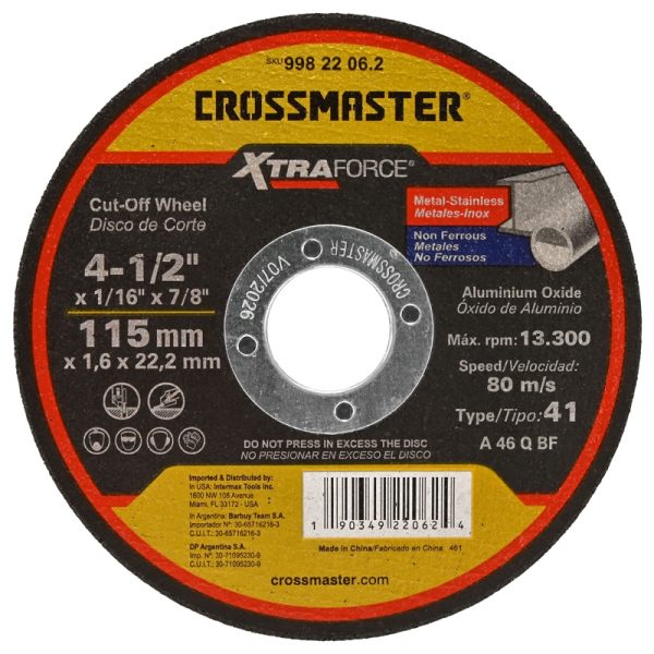 Disco De Corte Amoladora 115 X 1,6mm Crossmaster