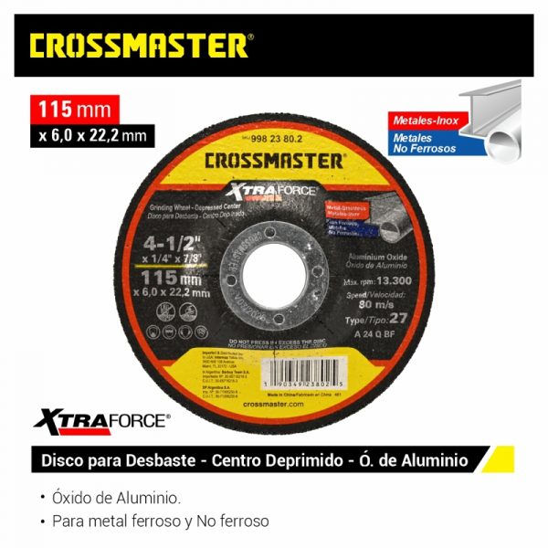 Disco de Desbaste – Centro Deprimido – óxido de Aluminio Crossmaster