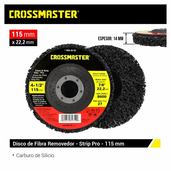 Disco De fibra Removedor Strip Pro Para Amoladora 115mm Crossmaster